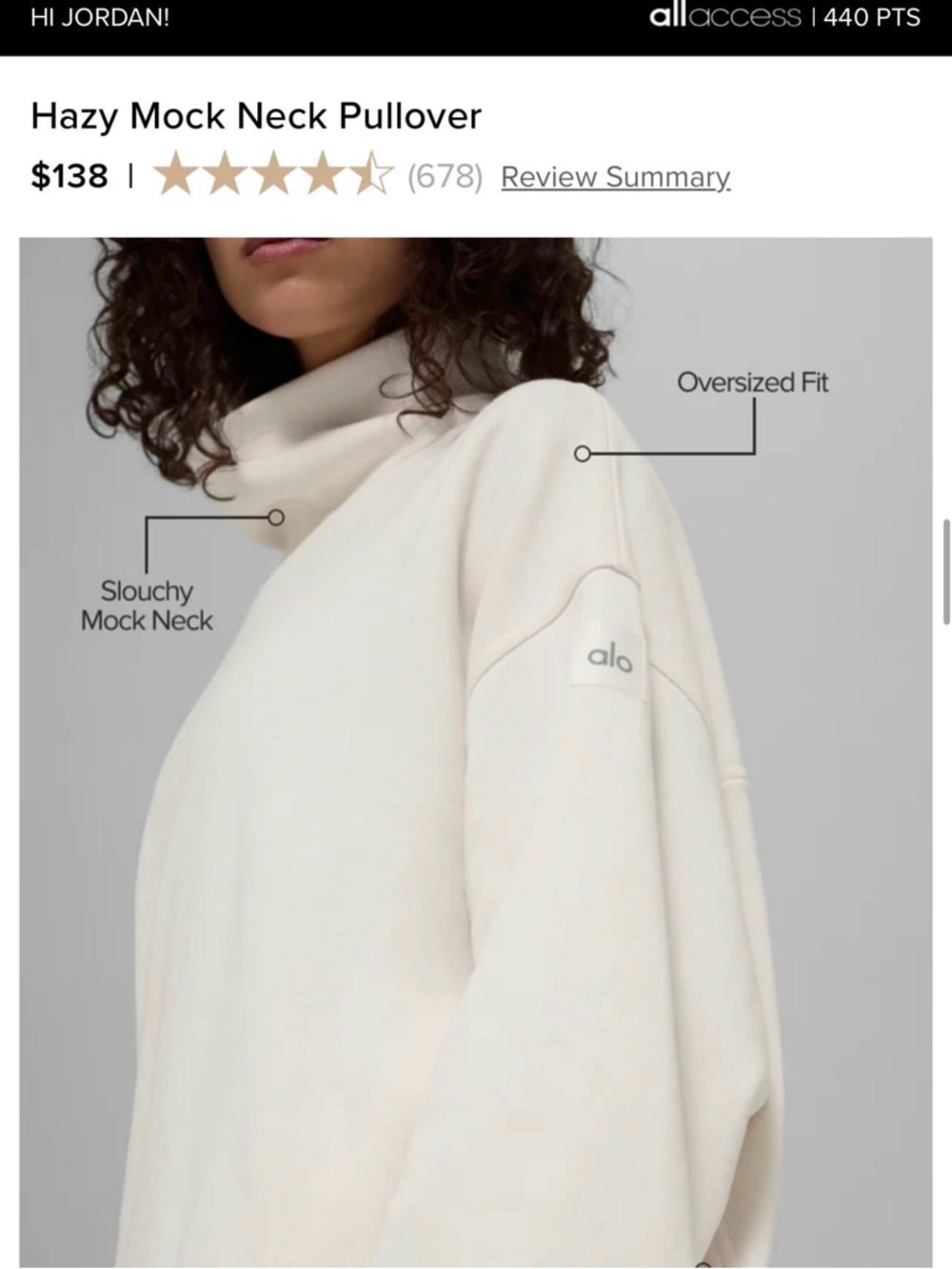 ALO Yoga woman’s Sweatshirt in Light Cream - Picture 2 of 2